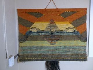 VINTAGE MID CENTURY EAMES WALL HANGING TAPESTRY FIBER ART HANDWOVEN LARGE 40x40 3
