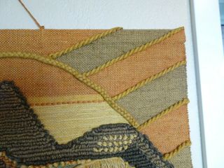 VINTAGE MID CENTURY EAMES WALL HANGING TAPESTRY FIBER ART HANDWOVEN LARGE 40x40 5