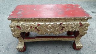 60 Year Old Altar Table Buddha Temple Gold Gilt Wood Carved Antique Vintage 2