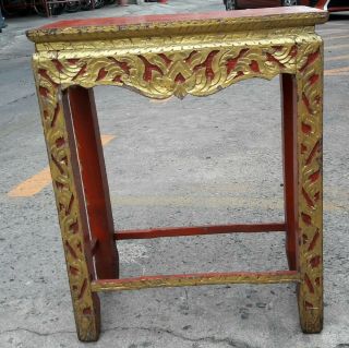60 year old Altar Table Buddha temple Gold Gilt wood carved antique vintage 3 7