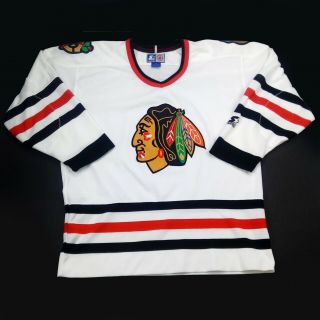 Chicago Blackhawks Jersey Starter Vintage 90s Stitched Sewn Large