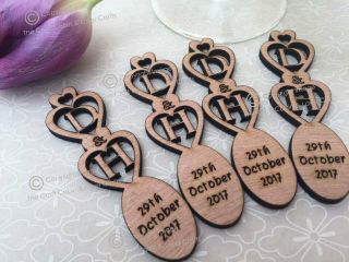 Personalised Monogram Wooden Love Spoons Favours,  Vintage Wedding Decoration