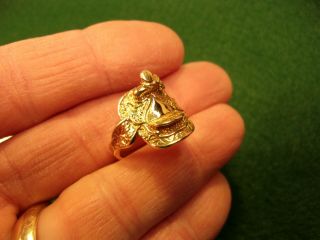 Awesome & Rare Ladies 14k Yellow Gold Western Americana " Rodeo Saddle " Ring