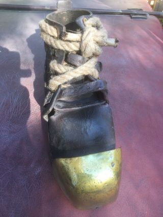Vintage Siebe Gorman Standard Diving Boot Standard Diver Brass And Leather