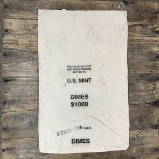 (25) Vintage Authentic U.  S.  Canvas Money Bank Bags $1000 Dimes Deposit.  10