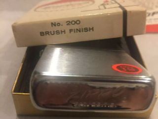 Vintage Zippo Lighter No 200 Brush Finish Chrome Lighter 1963 Old Stock