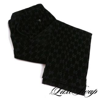 Rare Vintage Gucci 1990s 90s Tf Era Black Velvet Gg Monogram Logo Burnout Pants