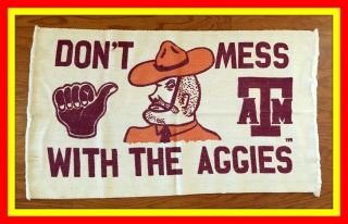 Vintage Texas A&m " Don’t Mess With The Aggies " Sarge Football Throw Rug 42”x24”