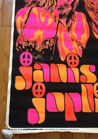 Janis Joplin Vintage Black Light Poster Psychedelic Beeghley pin - up 60s 4