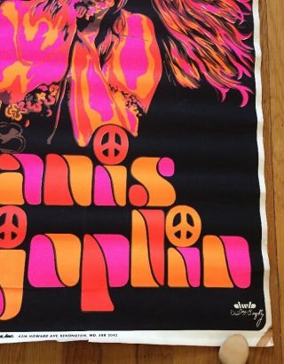 Janis Joplin Vintage Black Light Poster Psychedelic Beeghley pin - up 60s 5