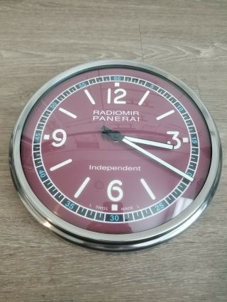 Panerai Oem Radiomir Swiss 12 " Dealer Clock Vip Rare Burgundy Dial