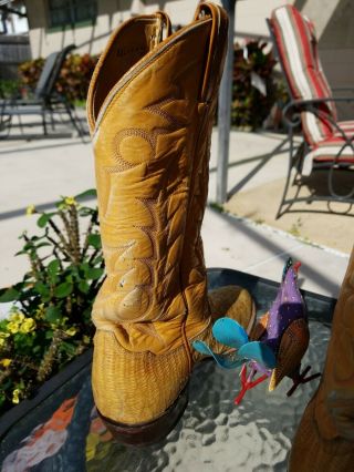 RARE VINTAGE TONY LAMA HORNBACK LIZARD EXOTIC LIGHT DISTRESS COWBOY BOOTS 10 D 6