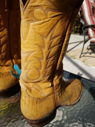 RARE VINTAGE TONY LAMA HORNBACK LIZARD EXOTIC LIGHT DISTRESS COWBOY BOOTS 10 D 7