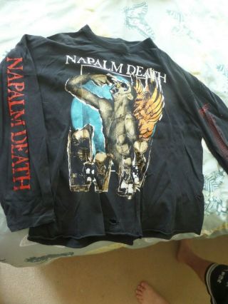 Nepalm Death 1996 Long Sleeve Heavy Metal T - Shirt 46 Inch Chest Vintage