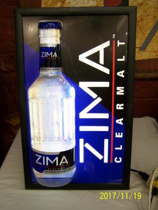 Vintage Zima Clear Malt Beverage 3 - D Lighted Sign - 1990 