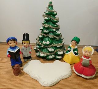 Vintage Christmas Carolers Ceramic Set Figures 1975 Christmas Tree Decor
