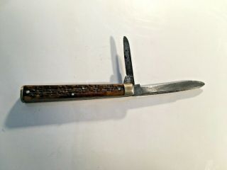 Vintage Ec Simmons Keen Kutter Folding Knife Two Blade Rare Bone Flat End Handle