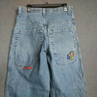 Vintage JNCO Slacker Baggy Fit Mens Jeans Sz 34 x 33 Stonewashed Big Back Pckts 3