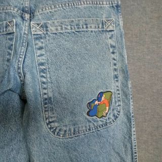Vintage JNCO Slacker Baggy Fit Mens Jeans Sz 34 x 33 Stonewashed Big Back Pckts 6