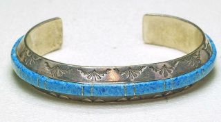 Vintage Sterling Silver Designer J Douglas Navajo Turquoise Ladies Cuff Bracelet