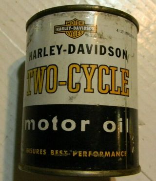 Rare Vintage Harley Davidson 1/2 Pint Two - Cycle Oil Can Full