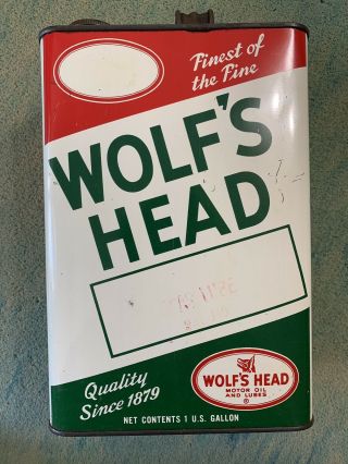 Vintage Wolf’s Head Motor Oil And Lubes 1 One Gallon Oil Can Handle Early