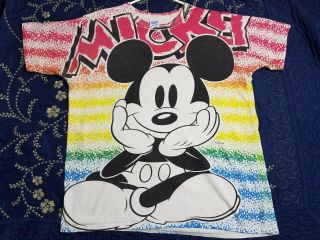 Mickey Mouse Rainbow T - Shirt Vintage Rare Pride Disney