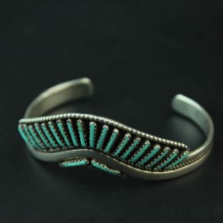 Classic Vintage Navajo Needlepoint Turquoise Sterling Silver.  925 Bracelet