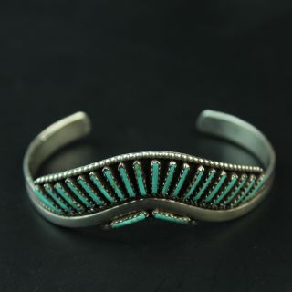 Classic Vintage Navajo needlepoint turquoise sterling silver.  925 bracelet 2