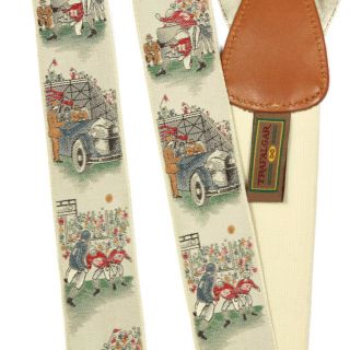 Trafalgar Limited Edition Old School Football Braces Suspenders Vintage Silk