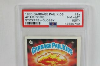 Vintage 1985 Series 1 Glossy Garbage Pail Kids Card PSA Graded 8 Adam Bomb 8a 2