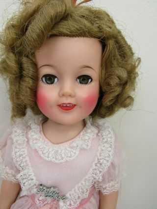 Vtg Ideal Shirley Temple Doll Vinyl 18 " Tagged Pink Party Dress