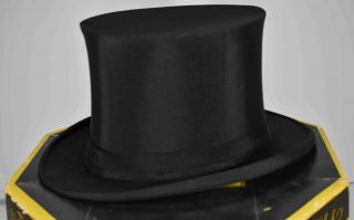Antique Collapsible Top Hat In Dobbs Fifth Ave Hat Box W/ White Gloves