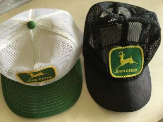 2 Vintage John Deere Usa All Mesh Snapback Trucker Hat Caps Large Logo