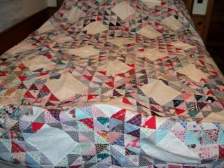 Old Patchwork Quilt Handmade Unfinished Top Topper Vintage Grandmother Aunt