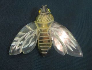Huge Bee Brooch,  Pin - Carved Bakelite Or Lucite Unsigned
