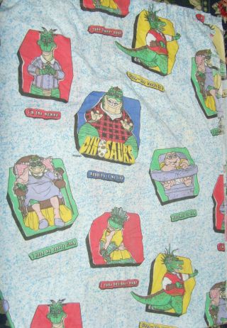 Vintage The Dinosaurs Twin Flat Sheet Novelty Bedding Tv Show Bedding Rare