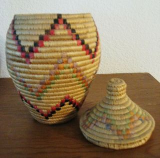 Vintage Northwest coast Yupik covered basket - size & color 2