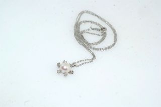 Cultured Pearl & Diamond 14k White Gold Pendant Necklace