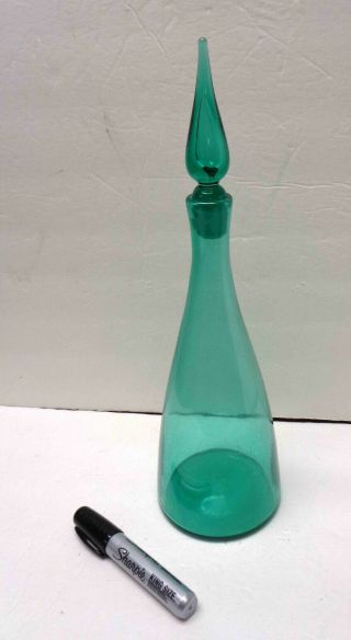 Vintage Blenko 920m Winslow Anderson 16 " Sea Green Decanter With Stopper