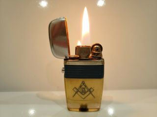 Vintage Masonic " Masons Fraternity " Scripto Vu Lighter / Rare