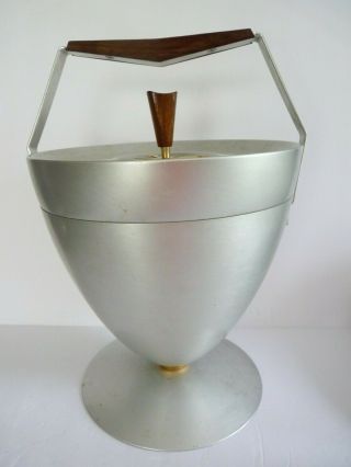 Mirro Medallion Ice Bucket Mid Century Modern Vintage Retro Aluminum Space Age