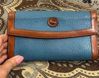 Cute Vintage Dooney And Bourke Blue Leather Wallet Coin Purse Check Book In One