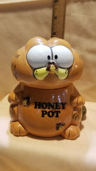 Rare Vintage Enesco Garfield Ceramic Honey Pot