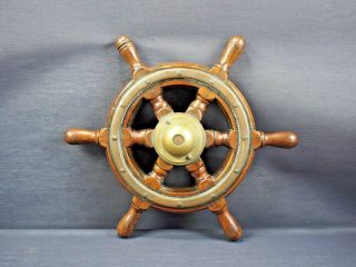 Vintage Ships Wheel By Simpson Lawrence Glasgow - Wood & Brass C.  1930 