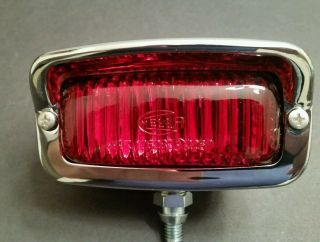 1 Vintage Custom Motorcycle Red Chrome Rear Mount Fog Brake Light Lamp Assembly