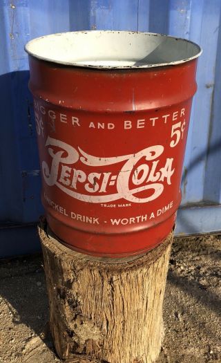 Vintage 1930’s Pepsi - Cola Double Dot Large Syrup Metal Drum