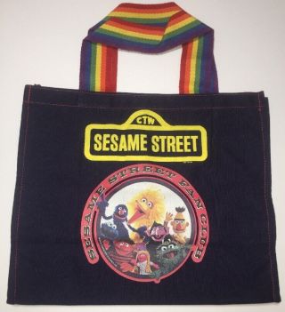 Vintage Sesame Street Muppets Electric Company Canvas Rainbow Fan Club Tote Bag