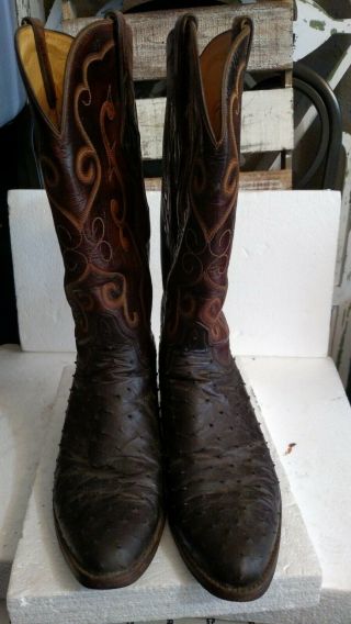 Vintage Cats Paw Mens Cowboy Boots Retro Ostrich Sz 9.  5