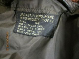 Vintage USN US Navy Leather Flight Jacket Type G - 1 size 44 3
